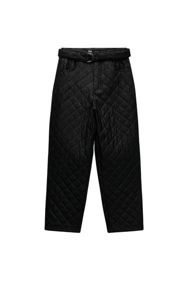 FAUX LEATHER BELTED PANTS