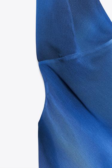 ROBE LONGUE HALTER IMPRIMÉE - Bleus de Zara - Image 5
