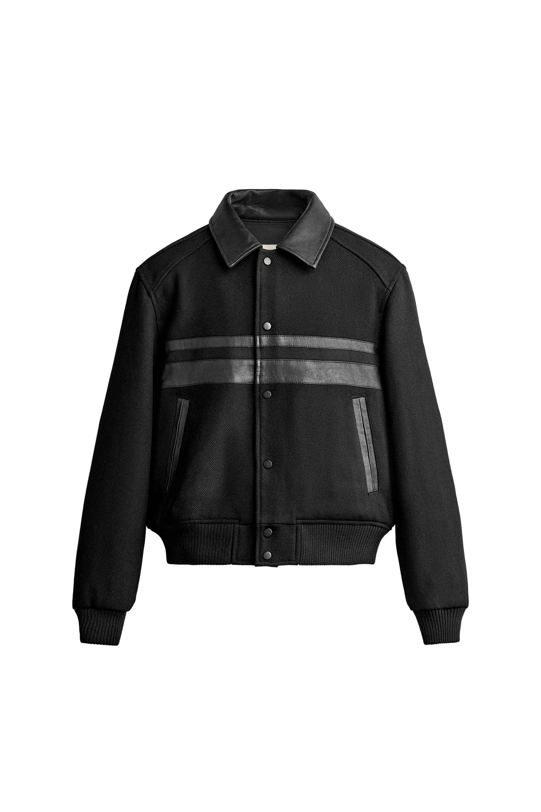 CONTRAST FAUX LEATHER CROPPED JACKET - Black | ZARA United States