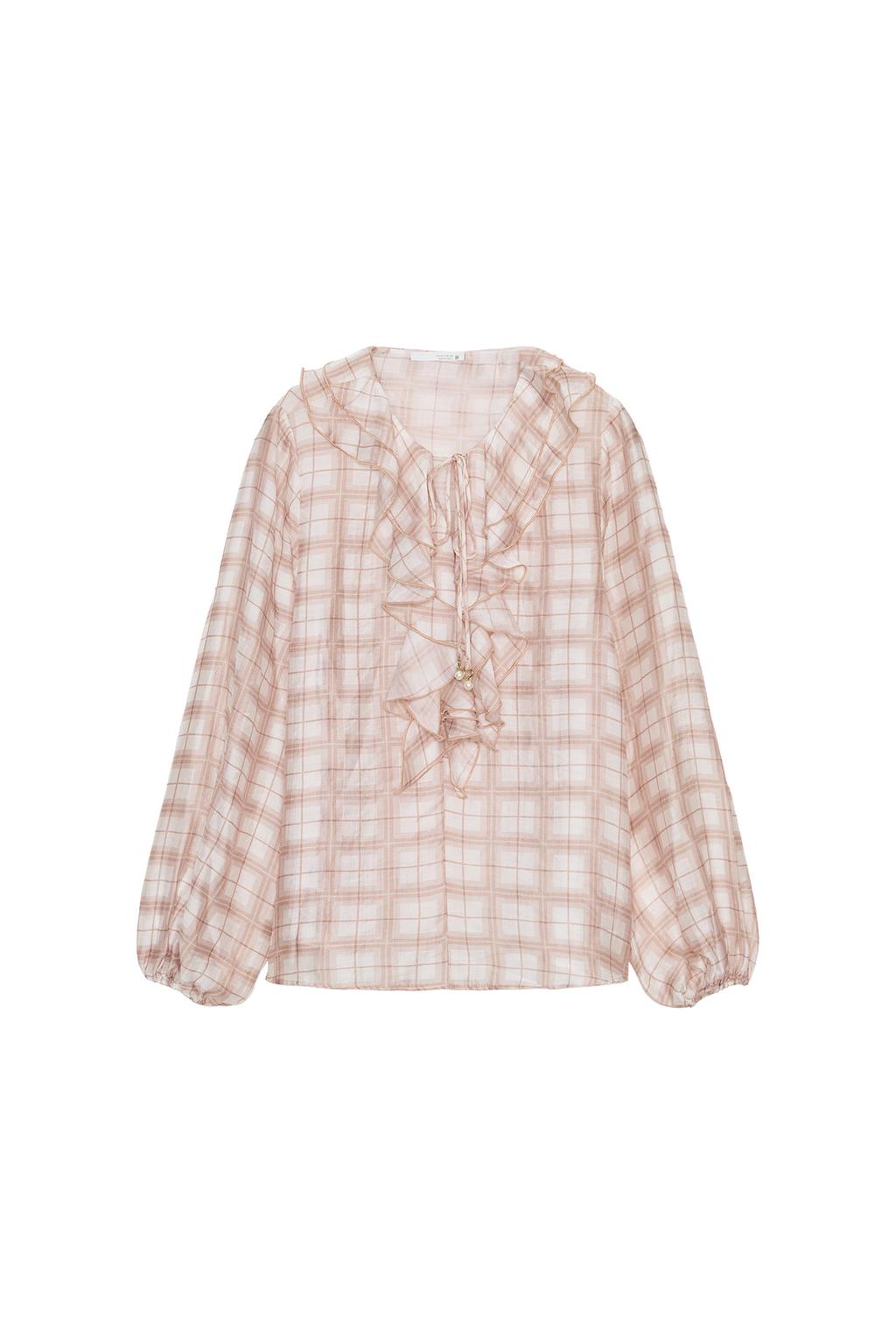 PLAID RUFFLED BLOUSE - image 3
