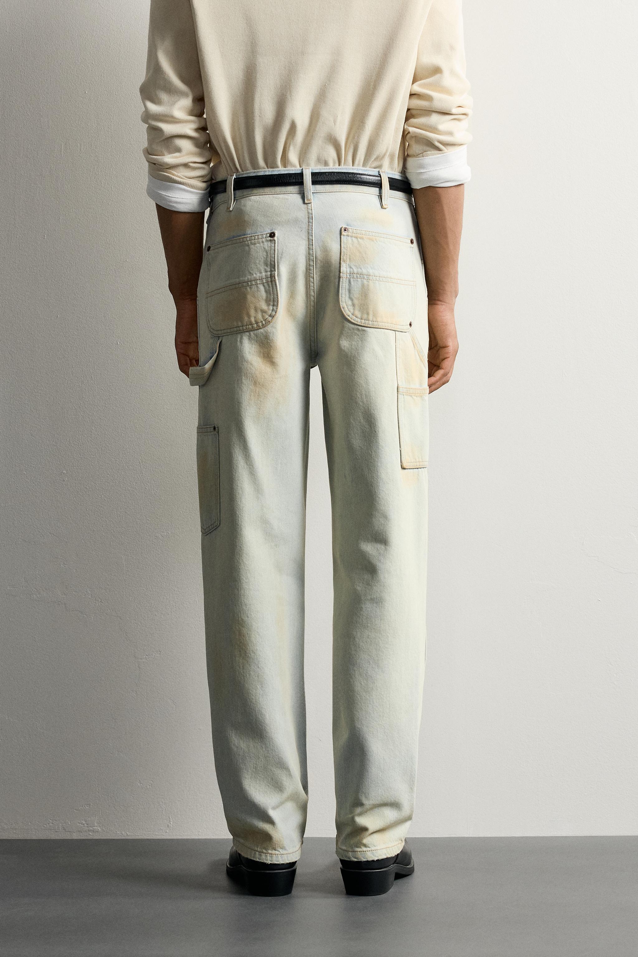 Мужские джинсы Zara VINTAGE-WASH CARPENTER PANTS — фото 3