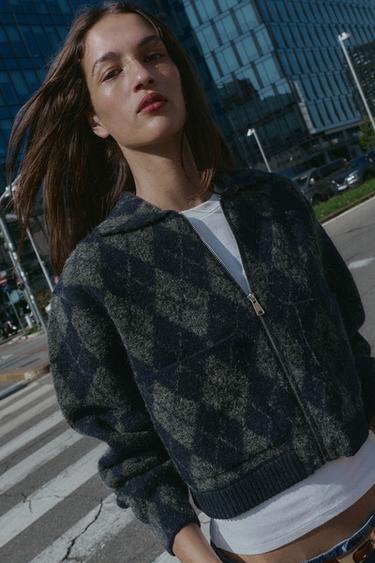 VESTE BOMBER EN MAILLE LOSANGES - unique de Zara - Image 5