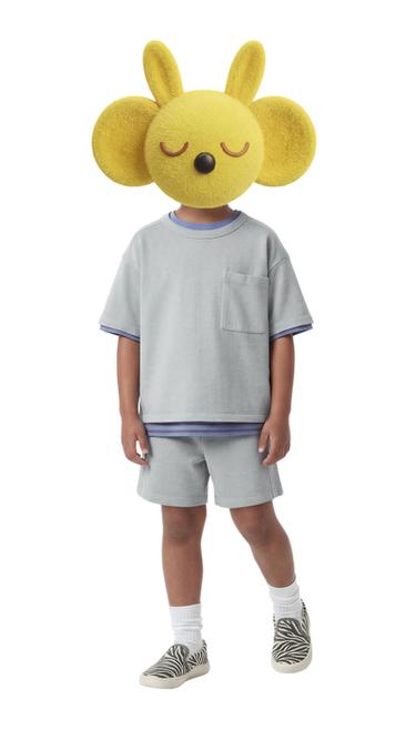 طقم JOGGING تيشرت وبرمودا سادة - أزرق فاتح الخاص بـ Zara