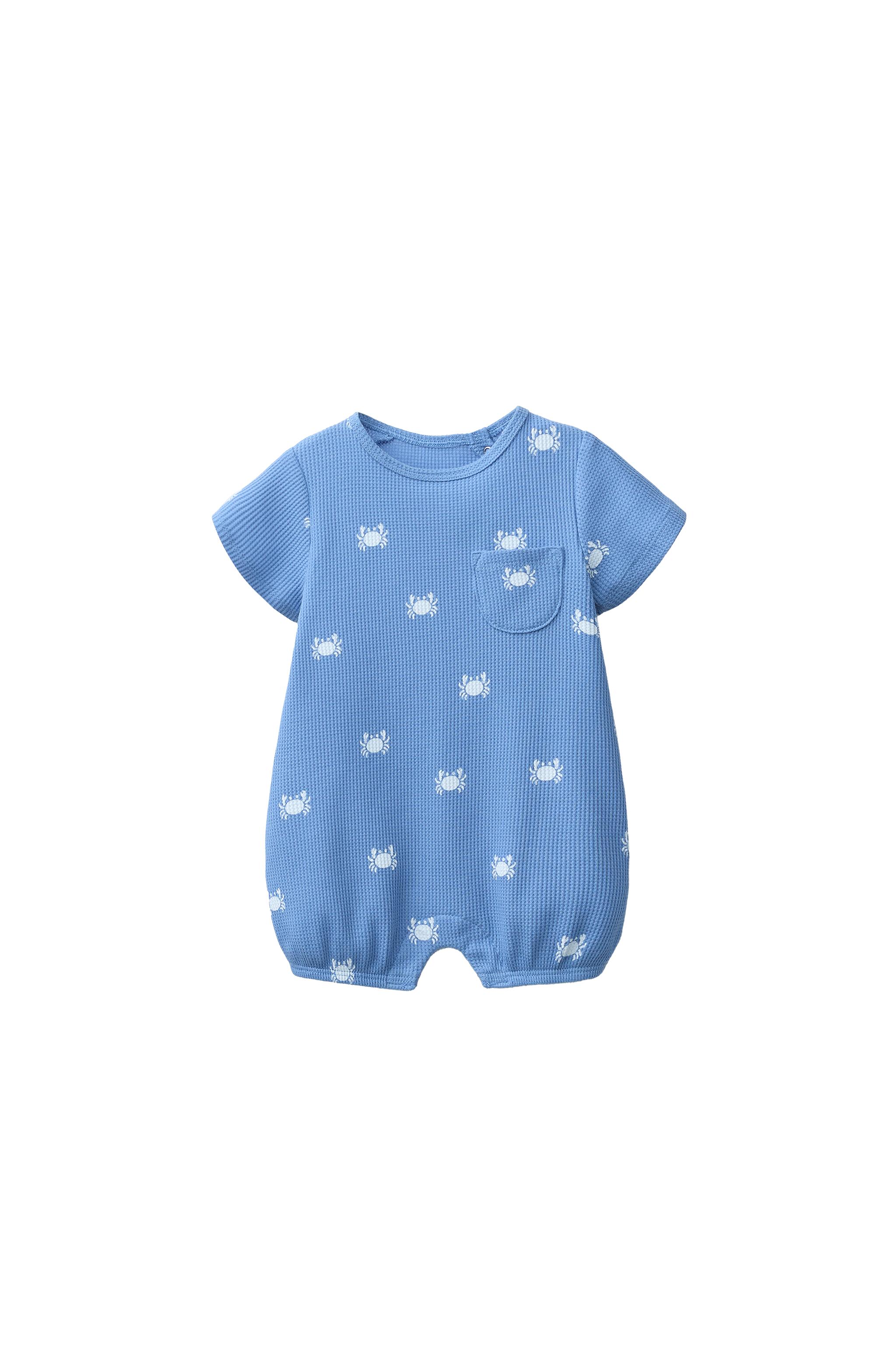 CRAB TEXTURED ROMPER - Blue / White | ZARA United States