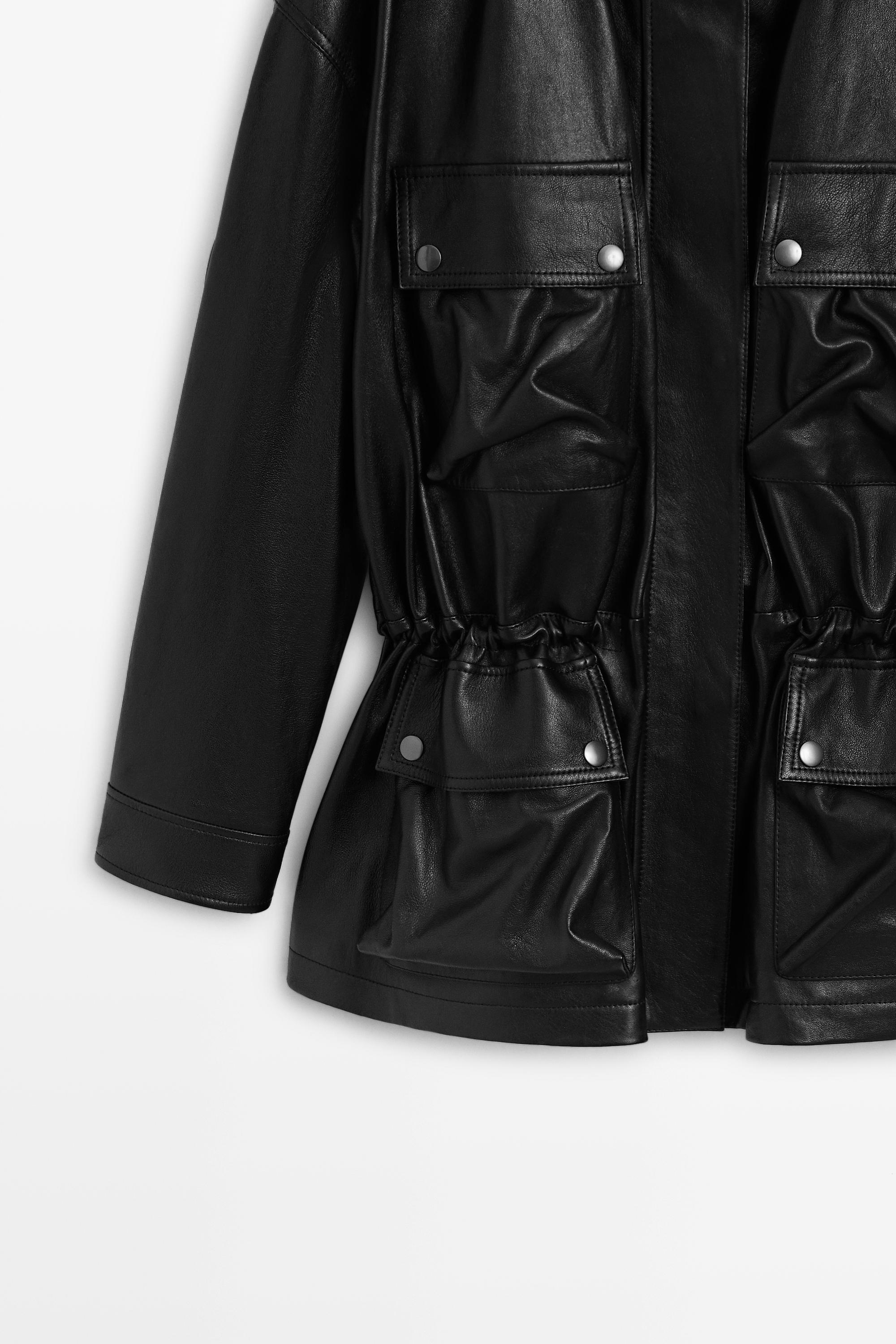 Blouson en cuir nappa avec poches