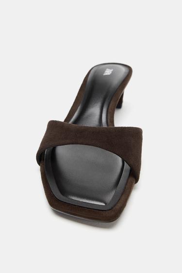 SANDALES À TALONS EN DAIM - Marron chocolat de Zara - Image 3
