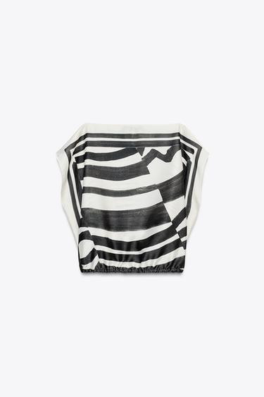 TOP ESTAMPADO ZW COLLECTION - Preto / Cru da Zara