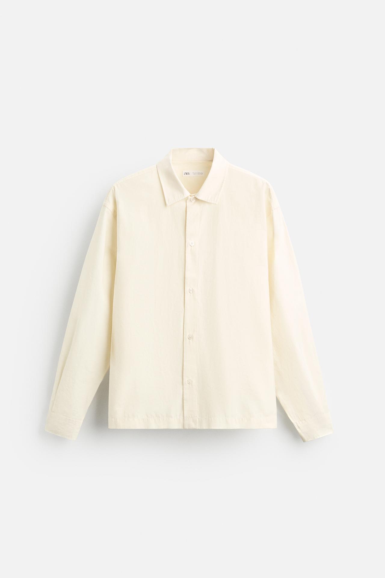 Zara RELAXED FIT STRUCTURE SHIRT - Ecru
