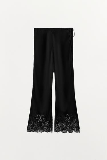 PANTALON EN VISCOSE 100% BRODÉ - Noir de Zara - Image 4