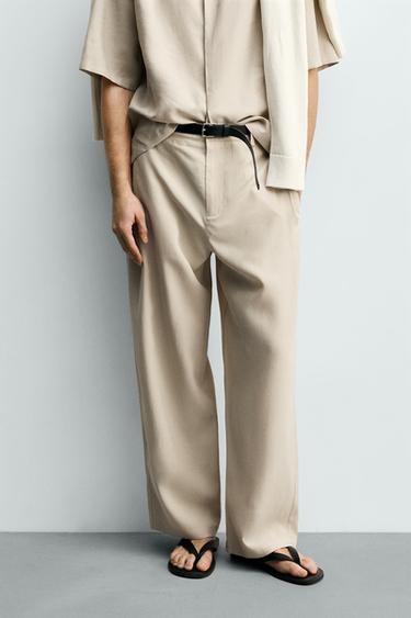 FLOWING PLEATED TROUSERS - Ecru by Zara
