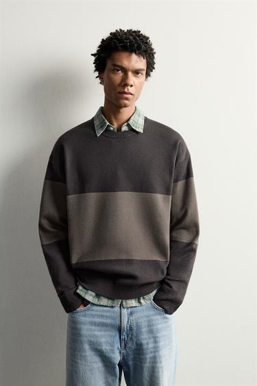 COLORBLOCK RELAXED FIT SWEATER — Chocolate brown 2