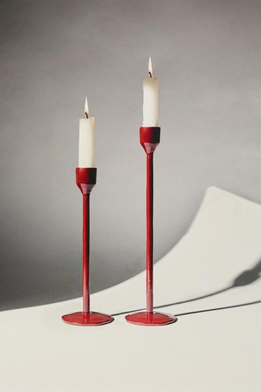 FACETED METAL CANDLESTICK - Wine by Zara