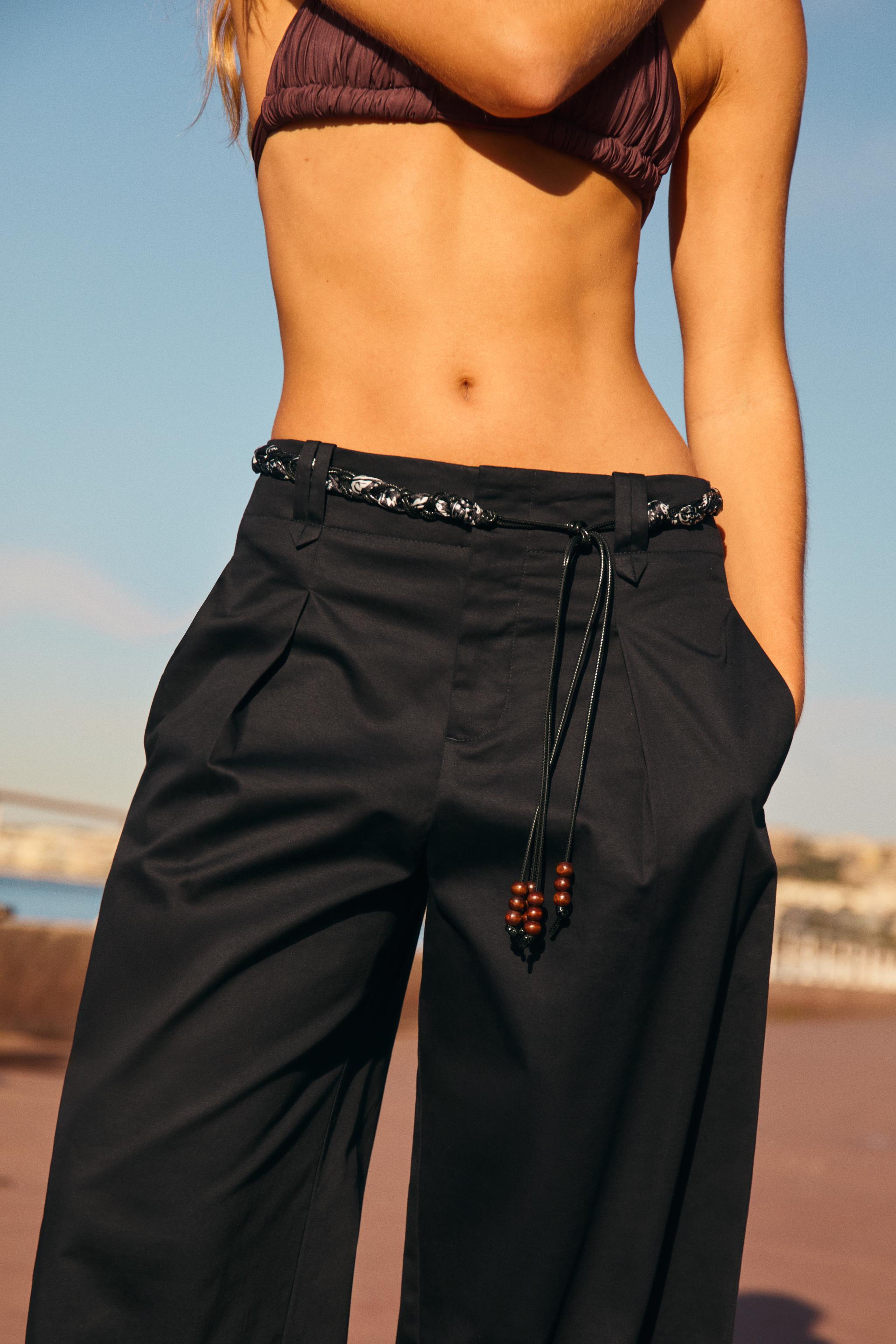 Zara Kemerli Poplin Pantolon görsel 3