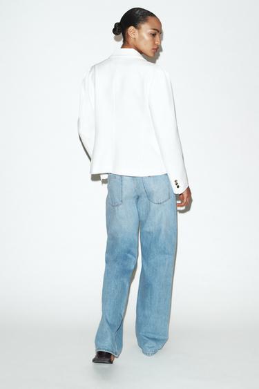 VESTE AJUSTÉE ÉPAULES MARQUÉES - Blanc cassé de Zara - Image 3