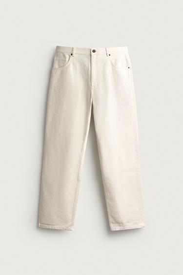 STRAIGHT RELAXED FIT COTTON-HEMP JEANS - Ecru by Zara