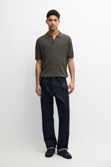 Polo punto manga corta con algodón - Gris Antracita de Zara