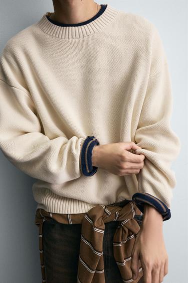 COTTON TEXTURE SWEATER - Ecru by Zara - Image 4