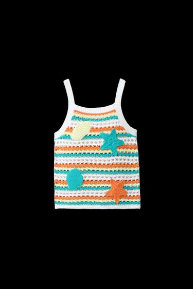 GESTREIFTES STRICKOBERTEIL MIT MEERESMOTIVEN - Orange von Zara