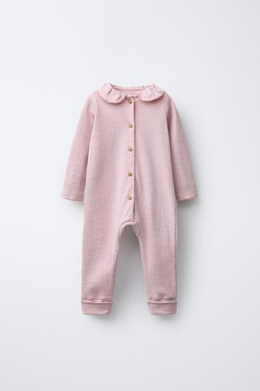 PYJAMA UNE PIÈCE POINTELLE CŒUR PIED CONVERTIBLE - Rose craie de Zara - Image 2