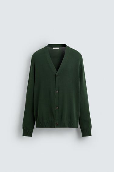 Zara COTTON REGULAR FIT CARDIGAN - Green