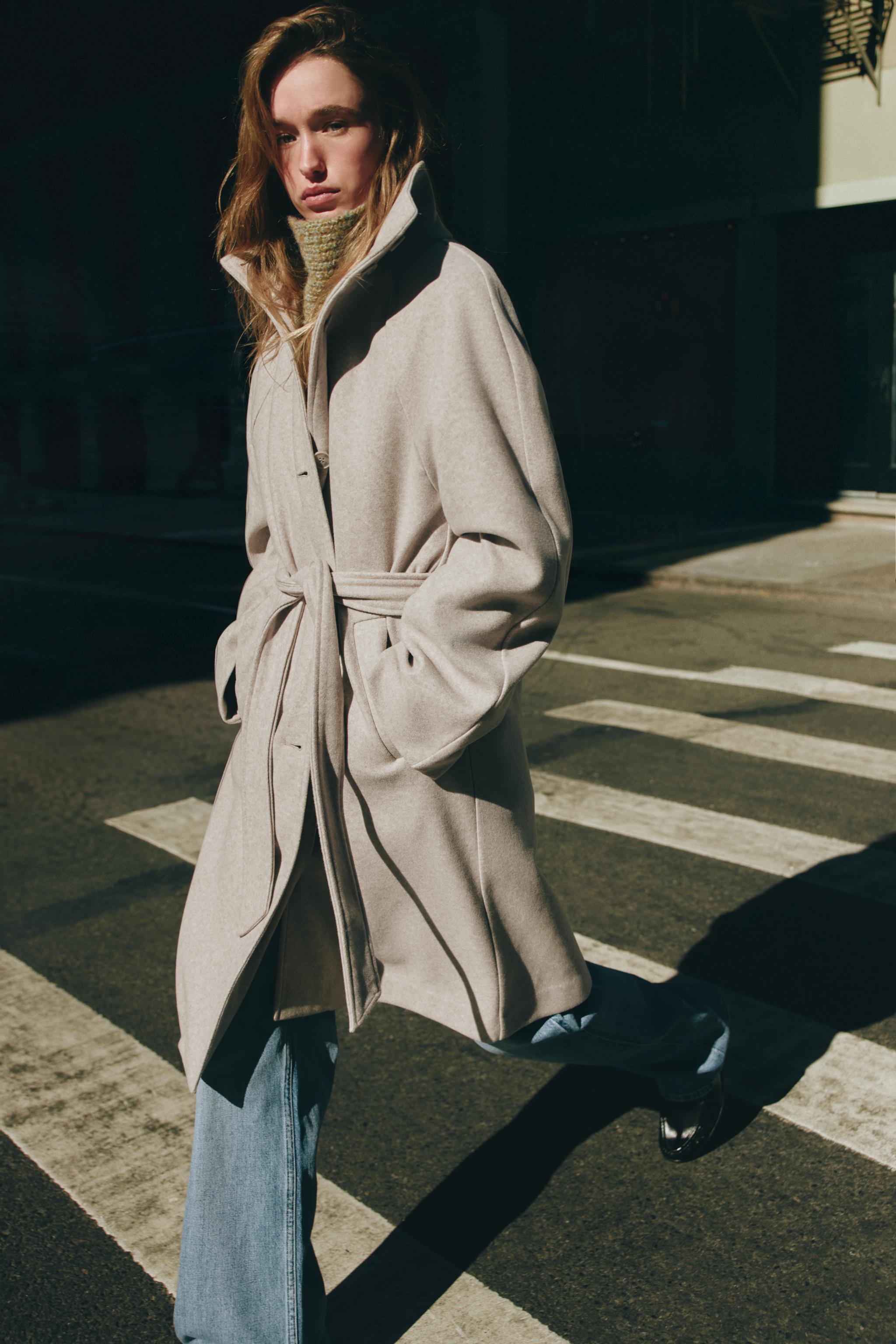 Wool Coat With Belt by Zara