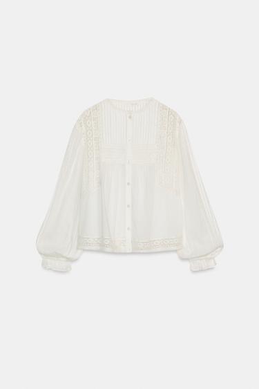 ZW COLLECTION EMBROIDERED SHIRT - Ecru by Zara - Image 3