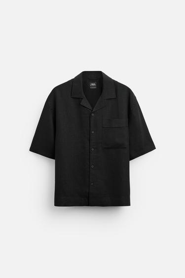 VISCOSE - LINEN BLEND SHIRT - Black by Zara