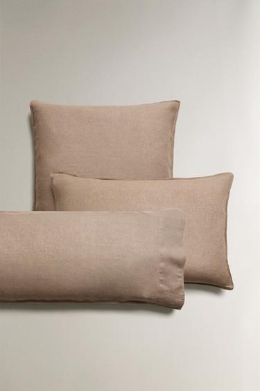 Zara WASHED LINEN PILLOWCASE (140 GXM²) - Brown