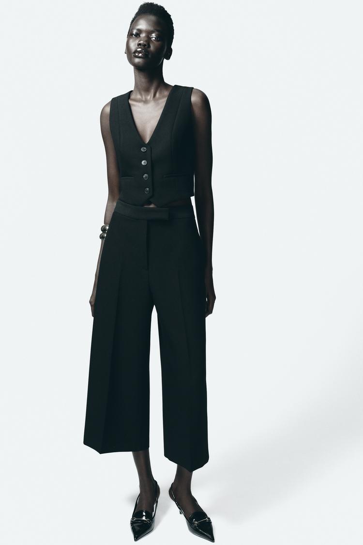 Blazer Chaleco Negro Largo Mujer Outfit Chaleco Negro Corto Blazer