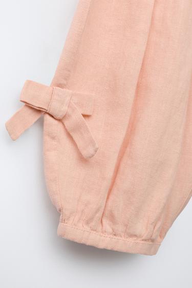 PANTALON BOUFFANT 100% LIN AVEC NŒUDS - Rose pastel de Zara - Image 3