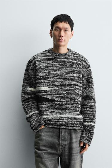 Zara BOUCLÉ TEXTURED JUMPER - Black