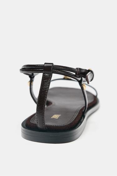 SANDALES BRIDES FINES EN CUIR - Marron de Zara - Image 4