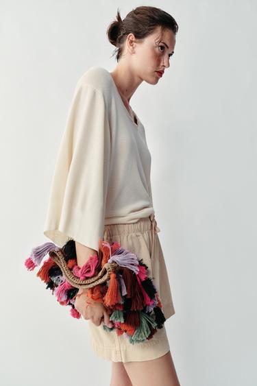 BOLSO COMBINADO POMPONES - Multicolor de Zara