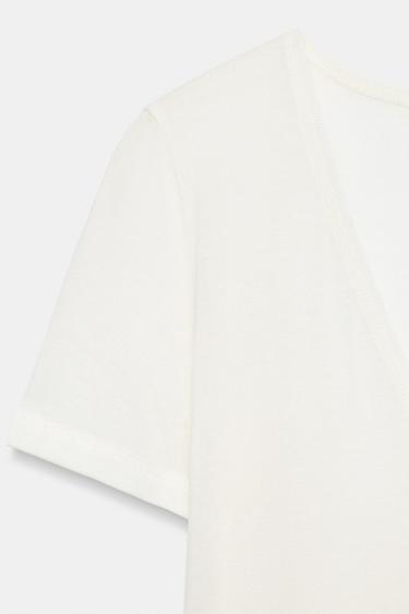 T-SHIRT LYOCELL ET SOIE - Blanc cassé de Zara - Image 5