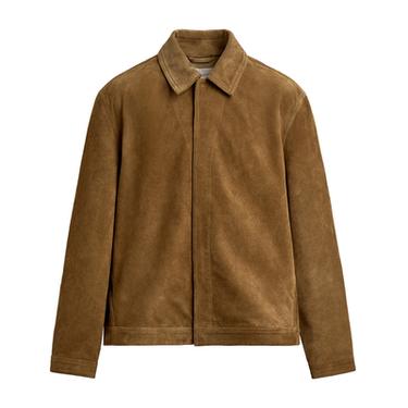 REGULAR FIT SUEDE LEATHER OVERSHIRT - Tobacco by Zara