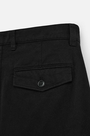 RELAXED FIT BERMUDA SHORTS WITH PLEATS - Black by Zara - Image 8