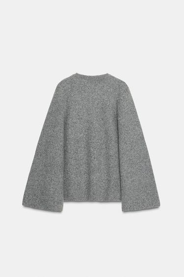 MANTEAU KIMONO EN MAILLE AVEC OUVERTURE SUR LES MANCHES - Gris clair de Zara - Image 6