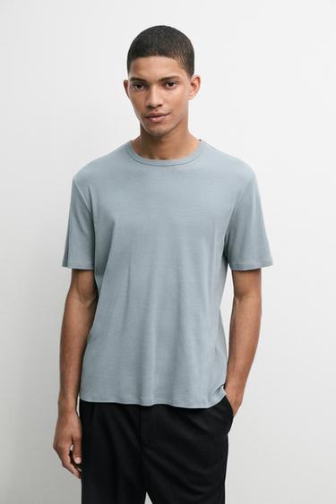 100% cotton short-sleeve T-shirt — Blue / Gray 2