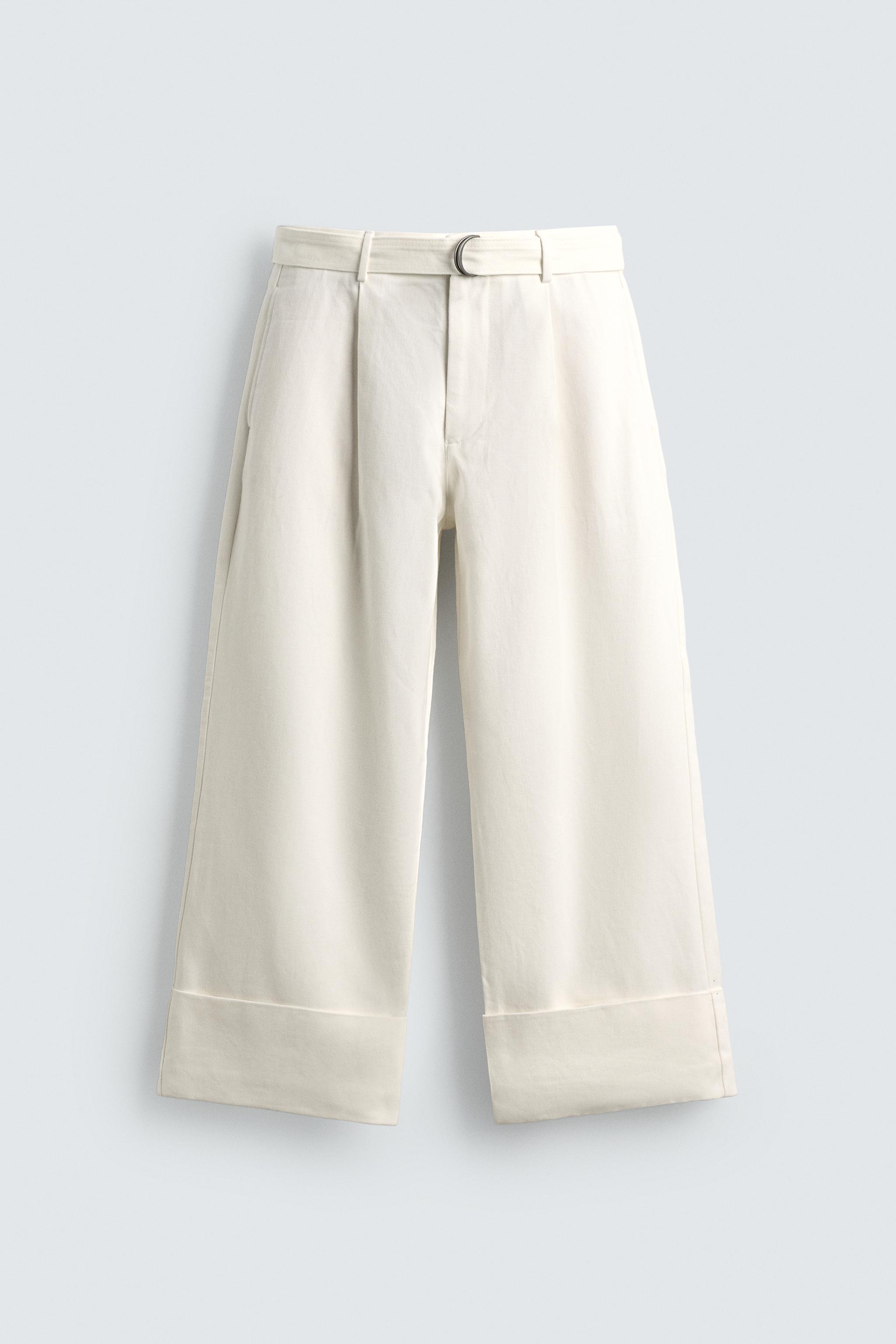 RELAXED FIT BELTED PANTS