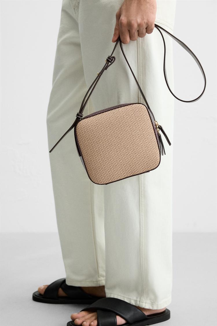 WOVEN CROSSBODY BAG Brown ZARA New Zealand