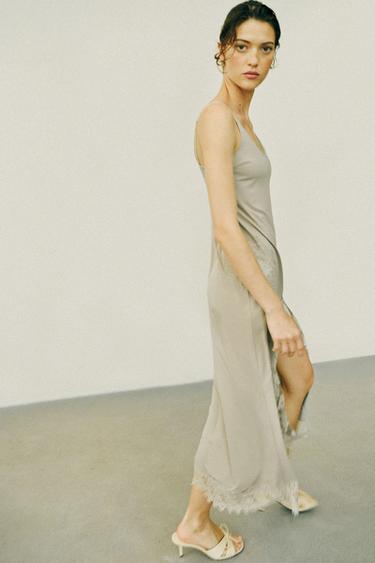 FLOWING LACE DRESS - Light green by Zara - Image 3