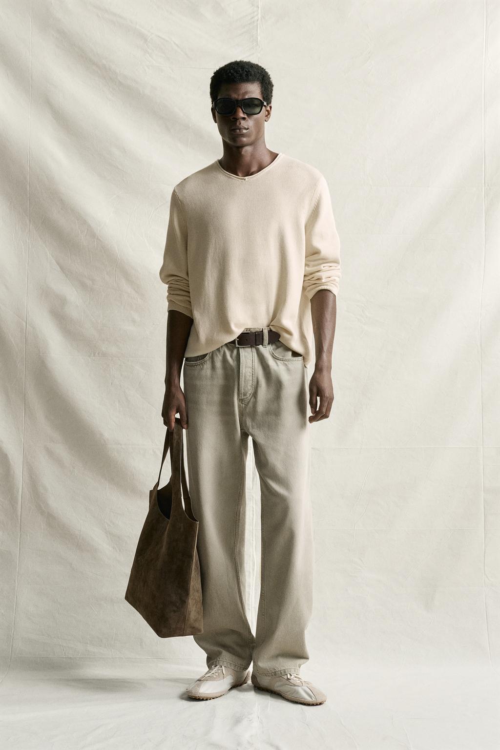 Zara Relaxed fit pambıq V yaxalı jersi