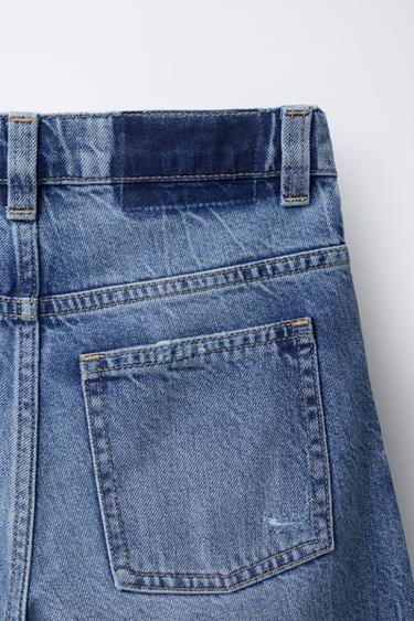 RIPPED WIDE-LEG JEANS - Mid-blue by Zara - Image 3