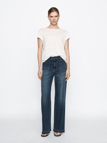 Jeans straight fit tiro alto - Azul medio de Zara - Imagen 0
