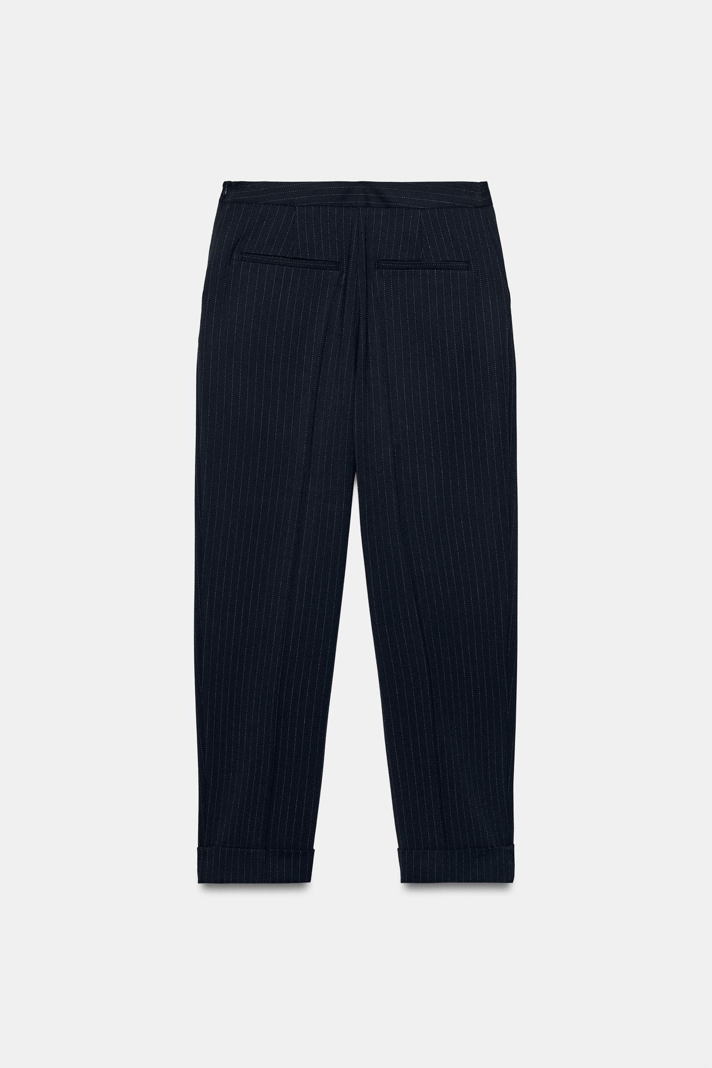 Женские брюки Zara Pinstripe, цвет: Тёмно-синий — фото 7
