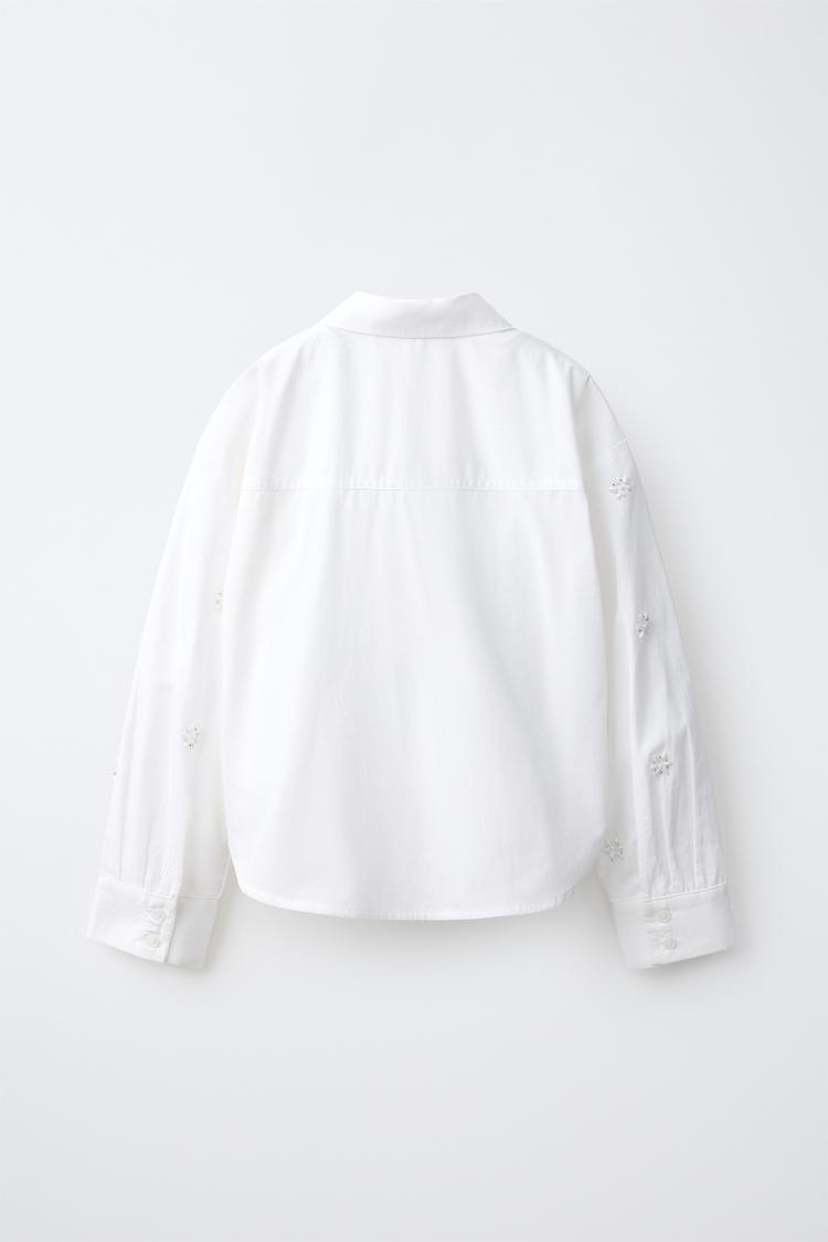 Pack de camisa a rayas y top fruncido con apliques de cuentas 3