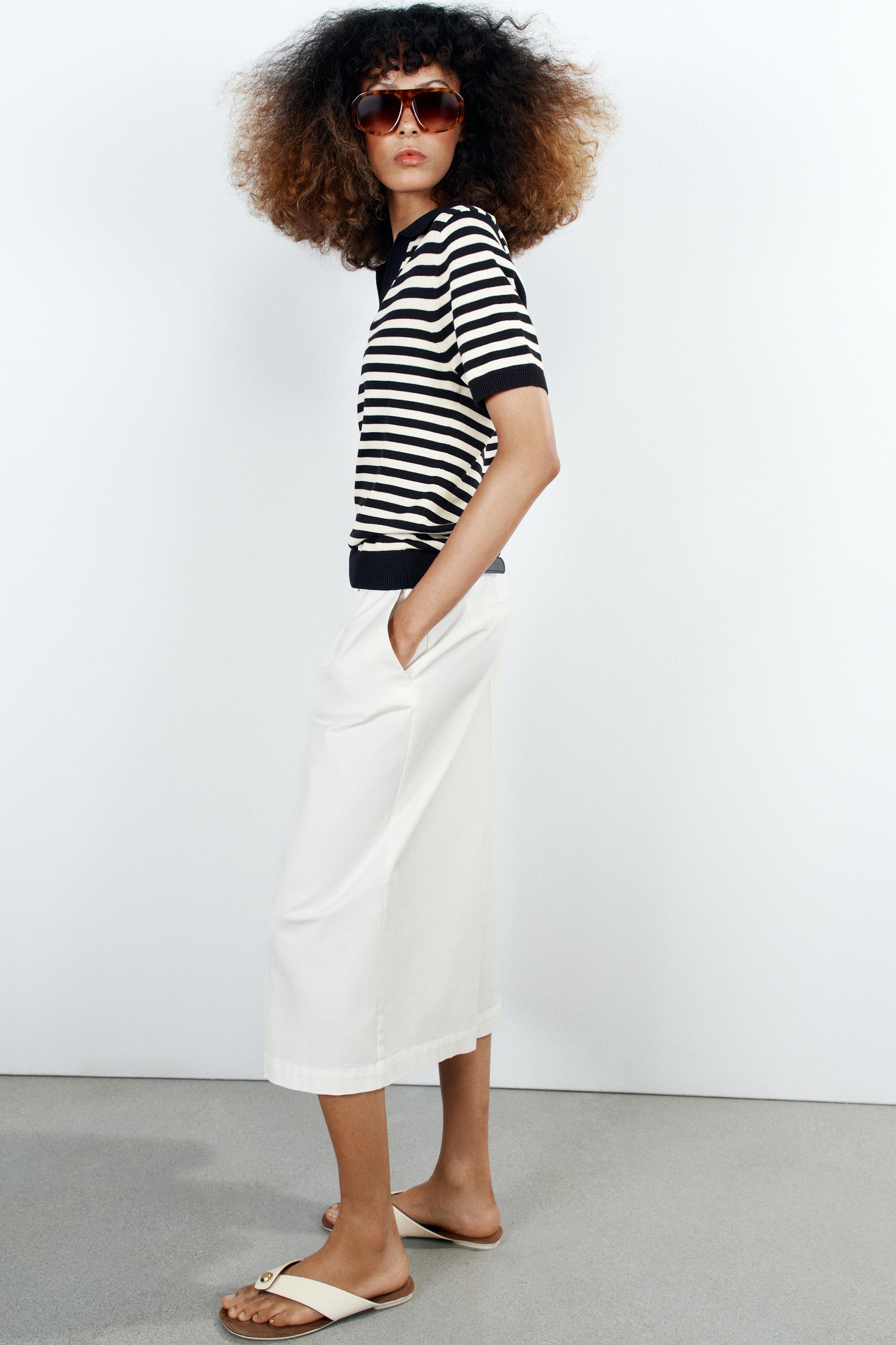 Zara KISA KOLLU ÇİZGİLİ TRİKO POLO görsel 3