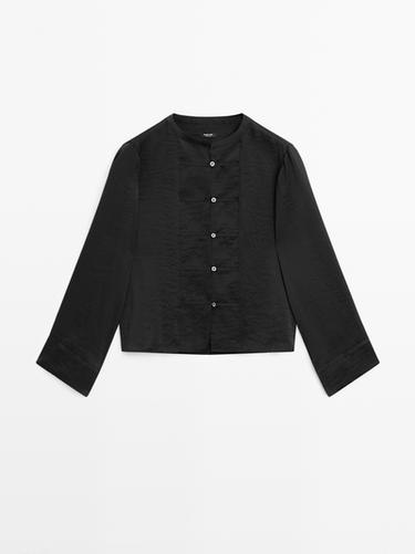 Camisa fluida cuello mao - Negro de Zara - Imagen 0