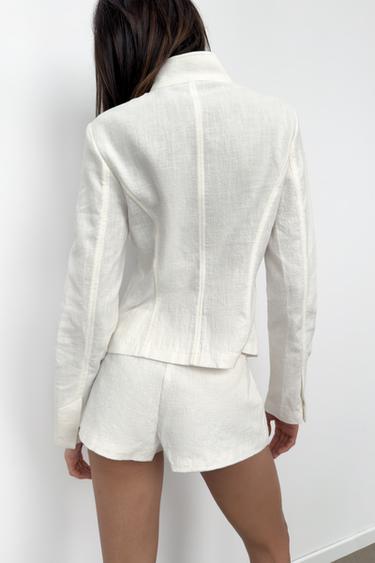 VESTE CROISÉE RAMIE - Blanc de Zara - Image 5