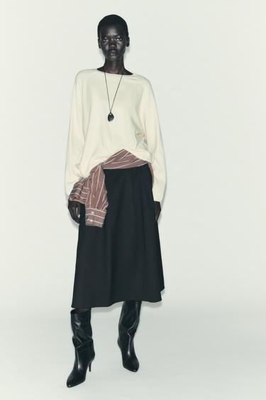 Zara PREDIMENZIONIRANI PLETENI DŽEMPER – maslac